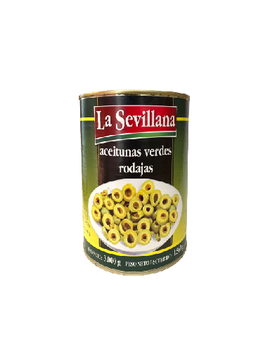 [4029] ACEITUNA VERDE LAMINADA 3 KG. (LATA)